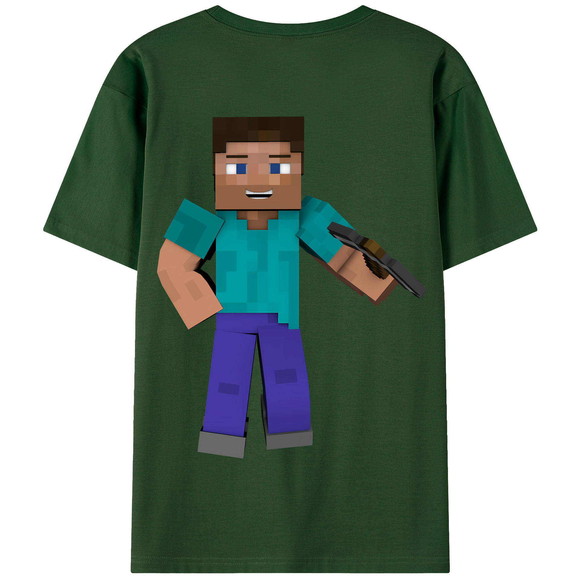 （画像用） マインクラフト ブロックの世界 Minecraft MC Block world 綿100％半袖Tシャツ（背面プリント）